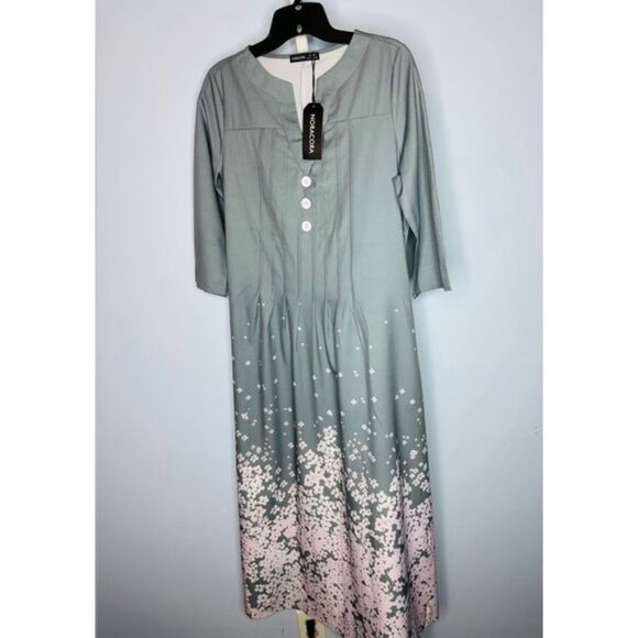 Noracora New With Tags Women's Gray Floral Maxi Dress Size M - Picture 2 of 6